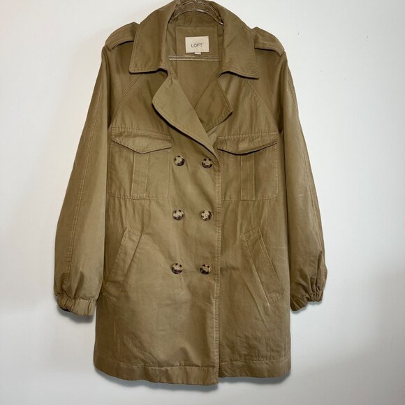 Loft Double Breasted Jacket Utility Jacket Tan Size Medium - Picture 3 of 6
